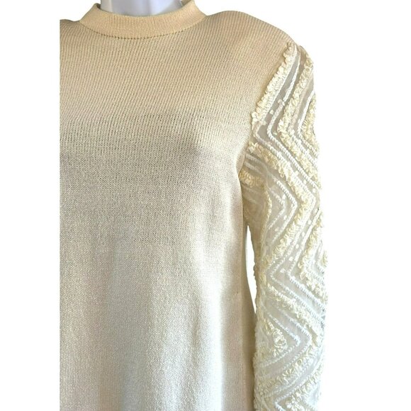 Vintage Mike Korwin Cream Wool Blend Crew Neck Knit Dress Size 10 NWT - Picture 3 of 8